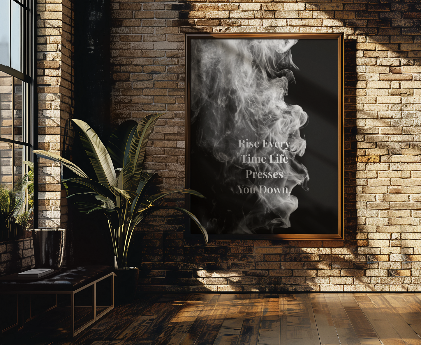 Rise Every Time Life Presses You Down Motivational Poster | Smoke Edition | Strength, Growth & Office Decor