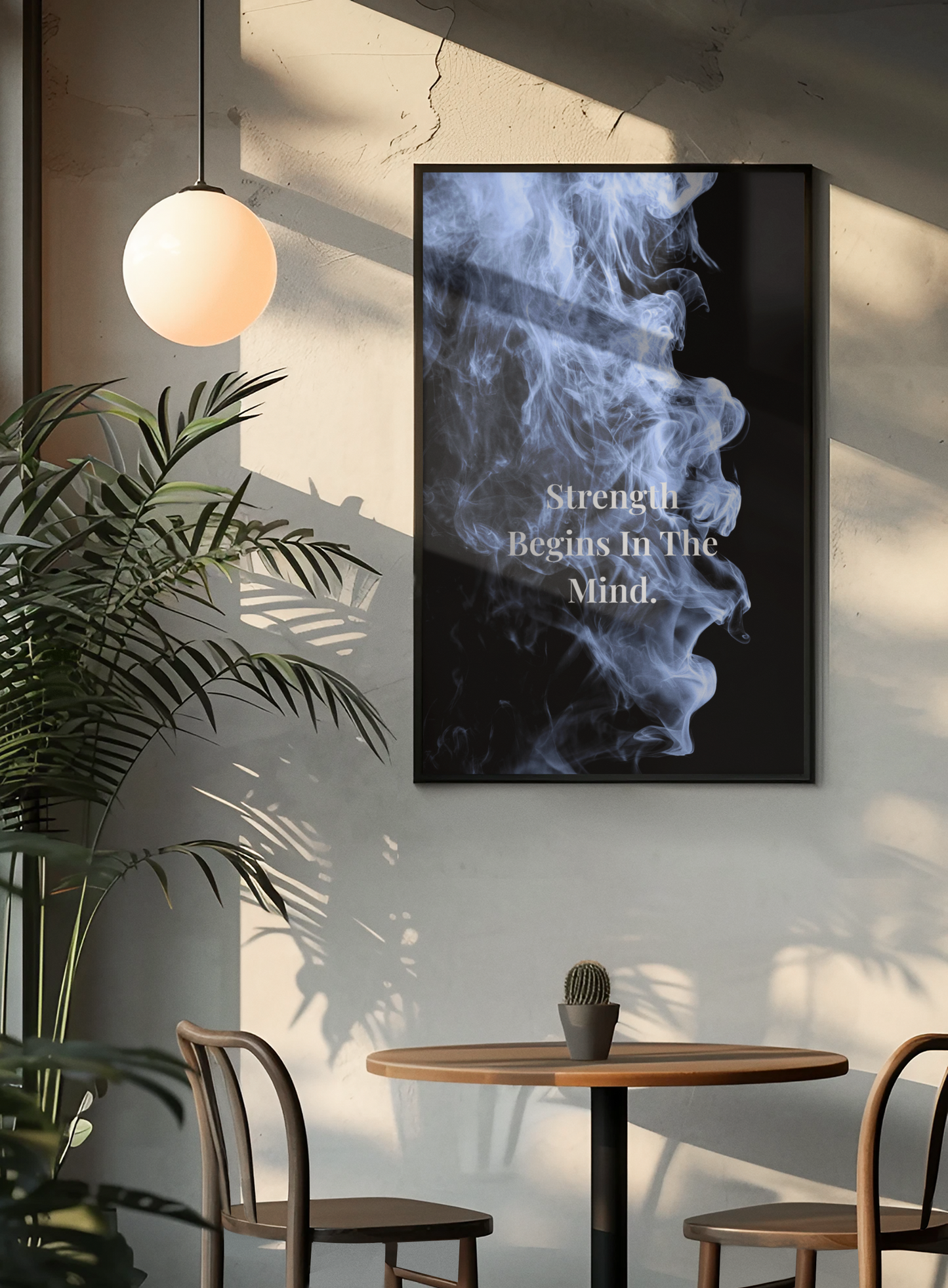 Strength Begins In The Mind Motivational Poster | Smoke Edition | Mindset, Discipline & Office Decor