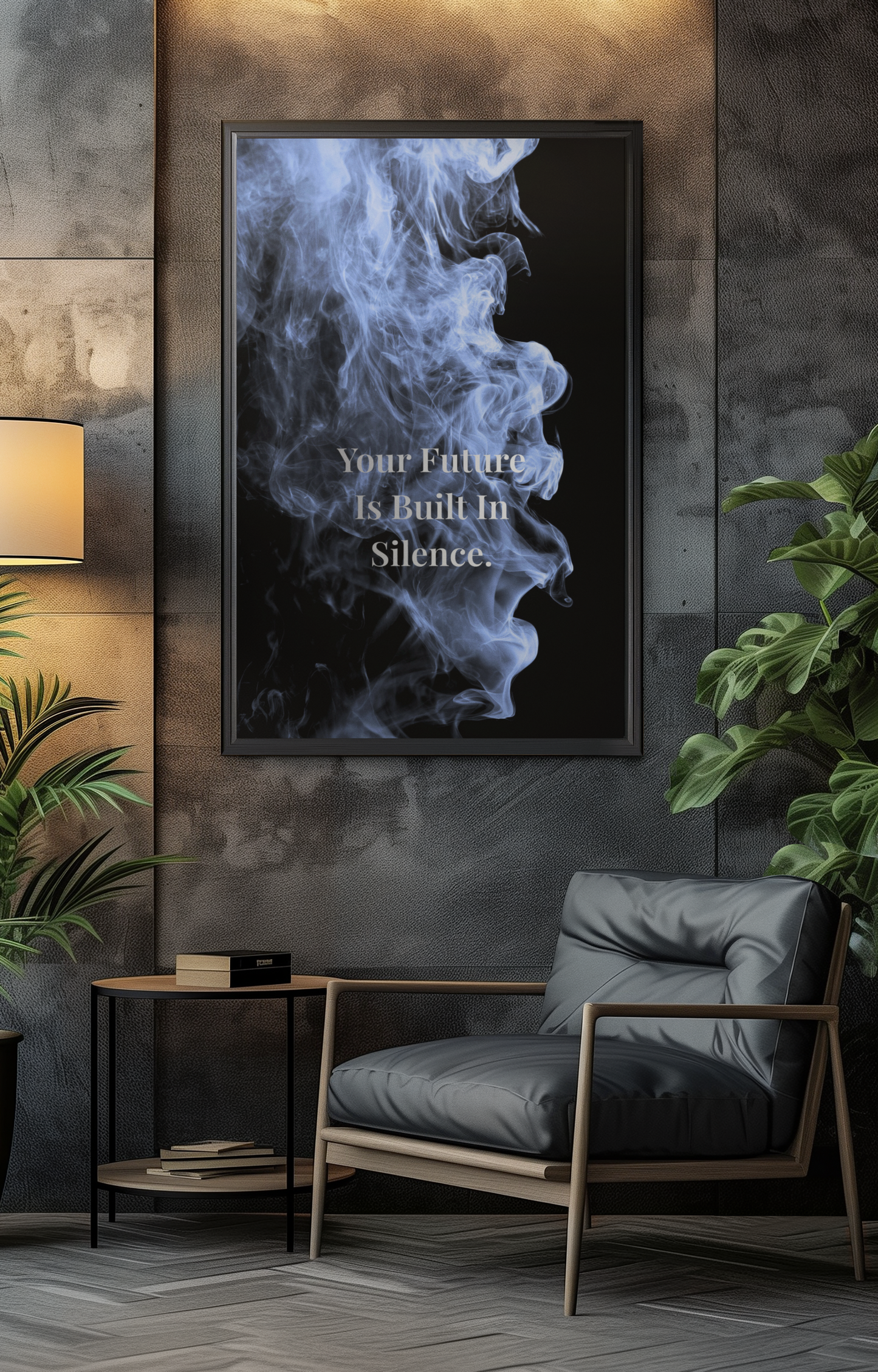 Your Future Is Built In Silence Motivational Poster | Smoke Edition | Discipline, Growth & Office Decor