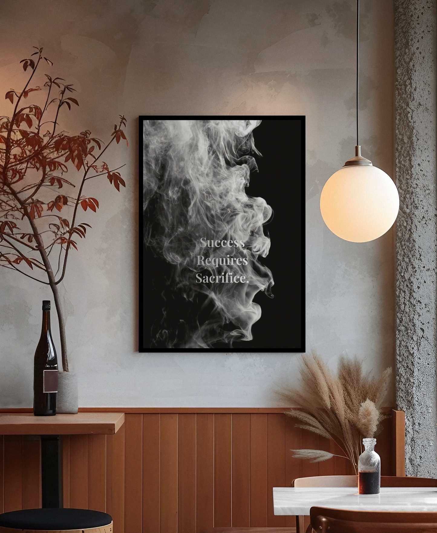 Success Requires Sacrifice Motivational Poster | Smoke Edition | Discipline, Growth & Office Decor