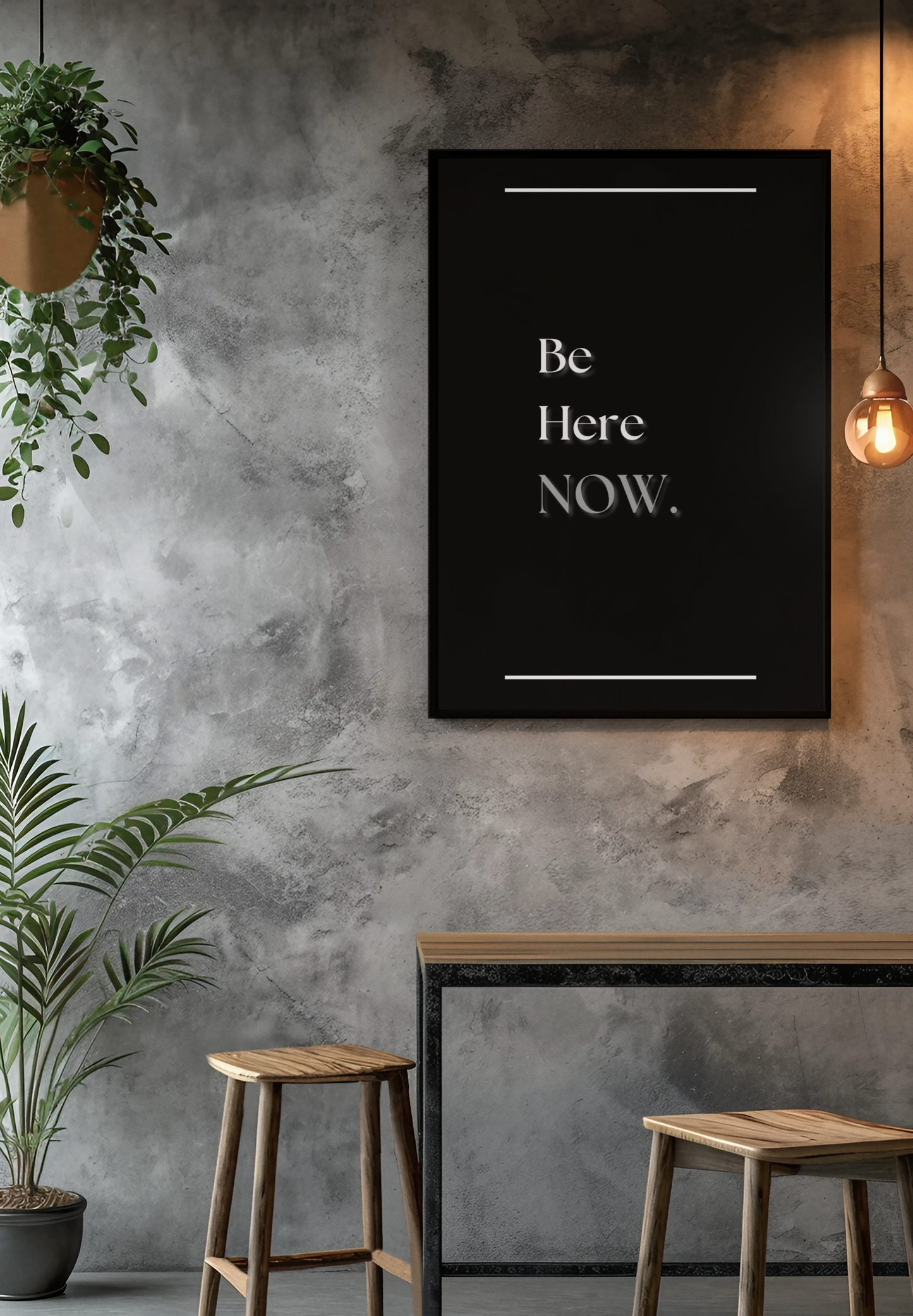Be Here Now | Inspirational Quote Poster | Mindfulness & Presence Wall Art For Home & Office