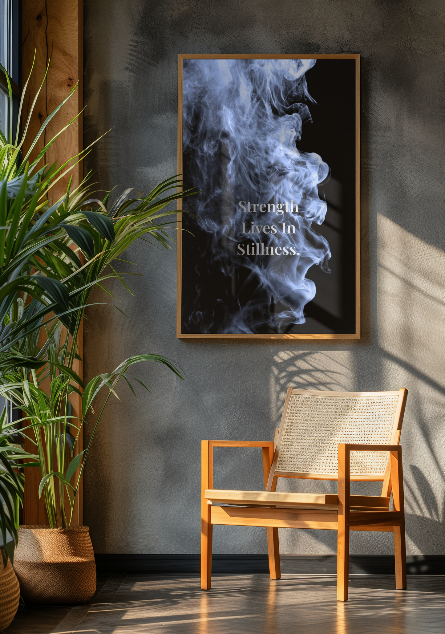Strength Lives In Stillness Inspirational Poster | Smoke Edition | Calm, Mindset & Office Decor