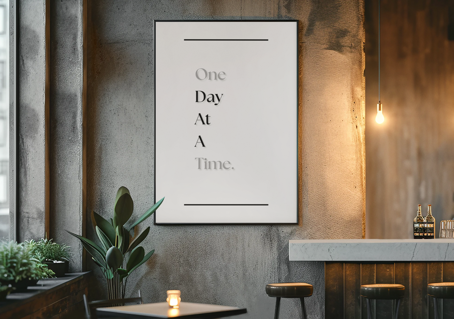 One Day At A Time | Mindfulness Quote Print | Calming Wall Decor