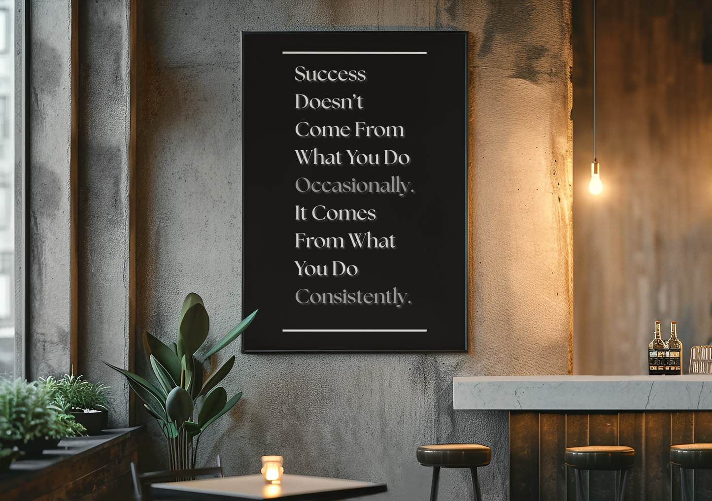 Success Doesn't Come From What You Do Occasionally, It Comes From What You Do Consistently | Discipline Quote Poster | Gym & Office Wall Art