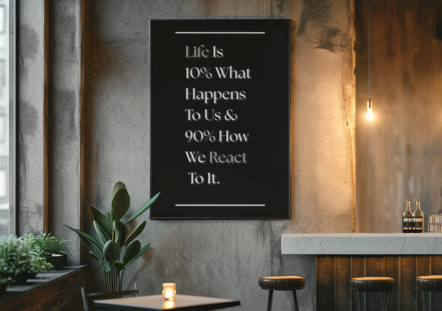 Life Is 10% What Happens To Us & 90% How We React To It | Mindset Quote Print | Motivational Office Decor