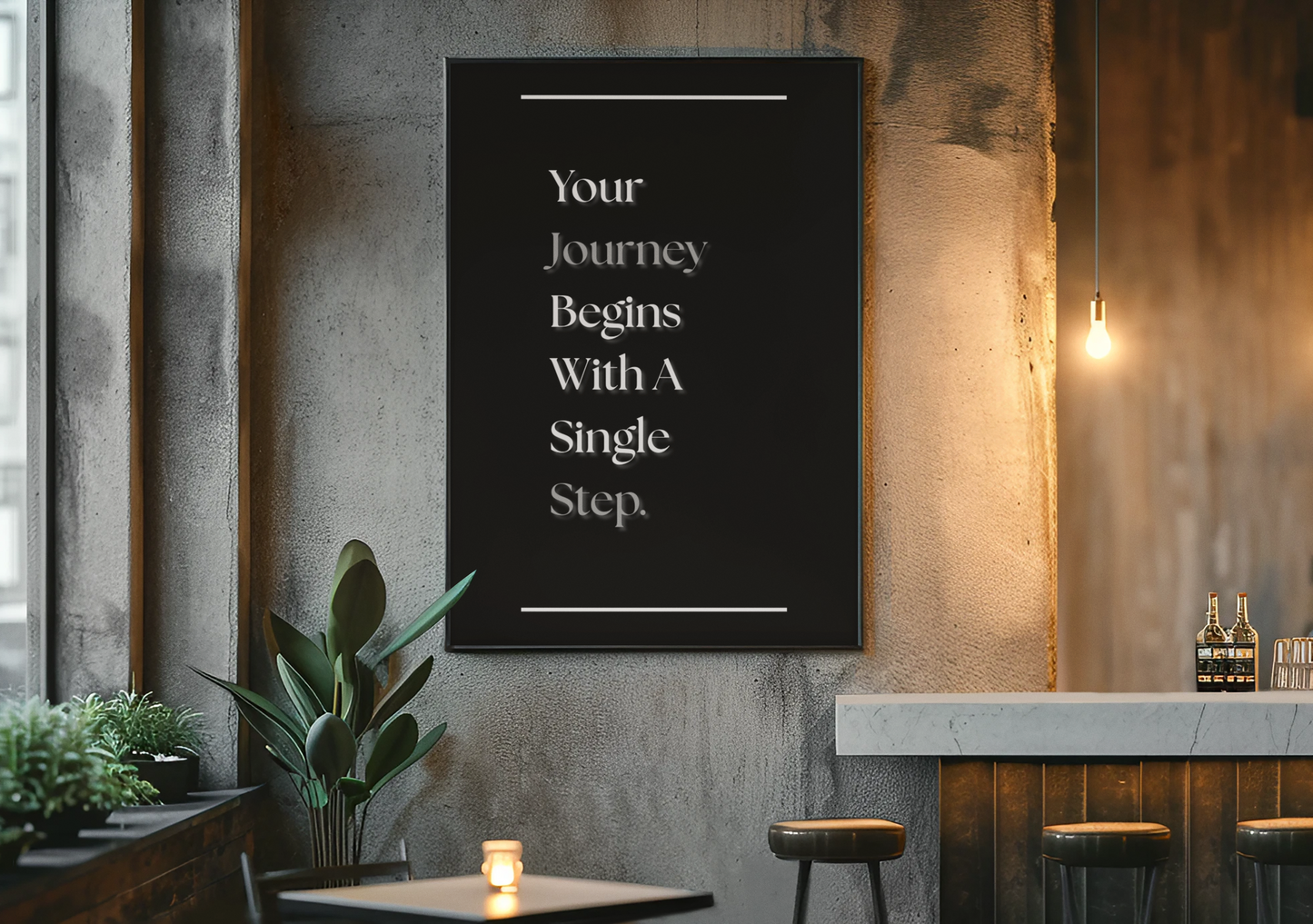 Your Journey Begins With A Single Step | Minimalist Wall Art | Motivational Quote Print