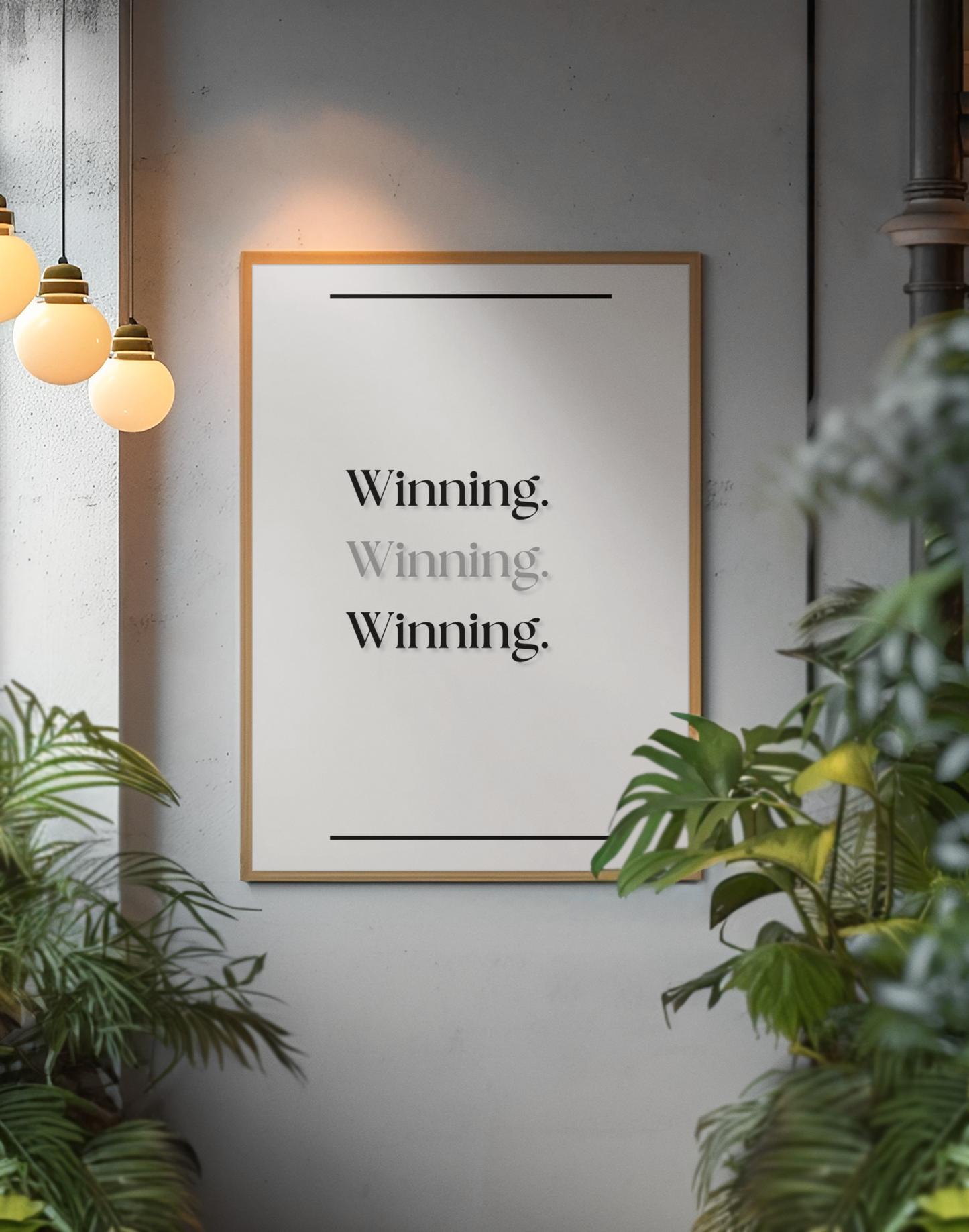 Winning Winning Winning | Motivational Typography Print | Gym & Office Wall Art Decor
