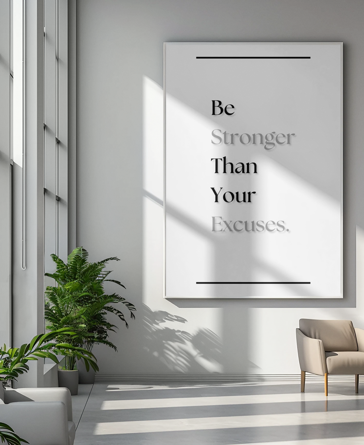 Be Stronger Than Your Excuses | Gym Motivation Poster | Strength & Discipline Wall Art