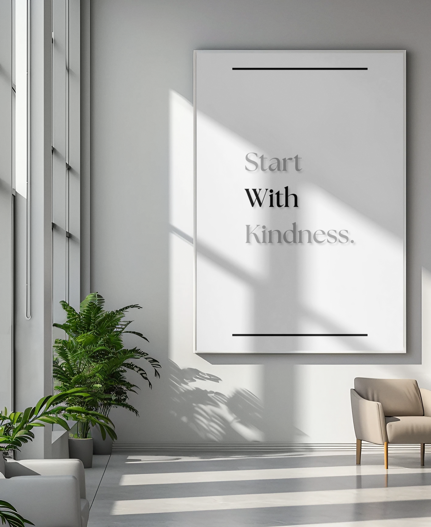 Start With Kindness | Inspirational Quote Print | Minimalist Inspirational Wall Art Print