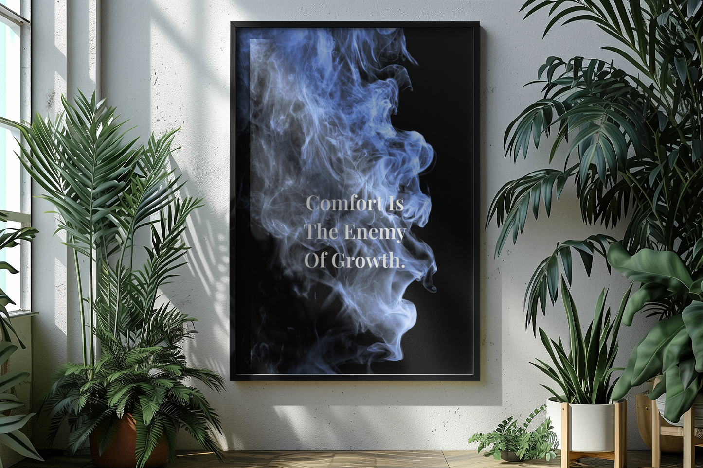 Comfort Is The Enemy Of Growth Motivational Poster | Smoke Edition | Gym, Office & Mindset Decor