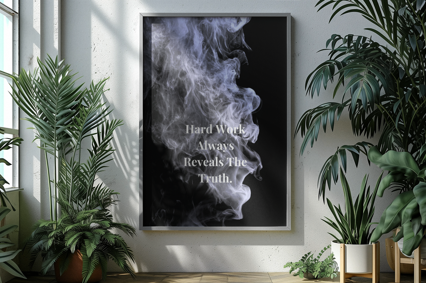 Hard Work Always Reveals The Truth Motivational Poster | Smoke Edition | Gym, Office & Mindset Decor