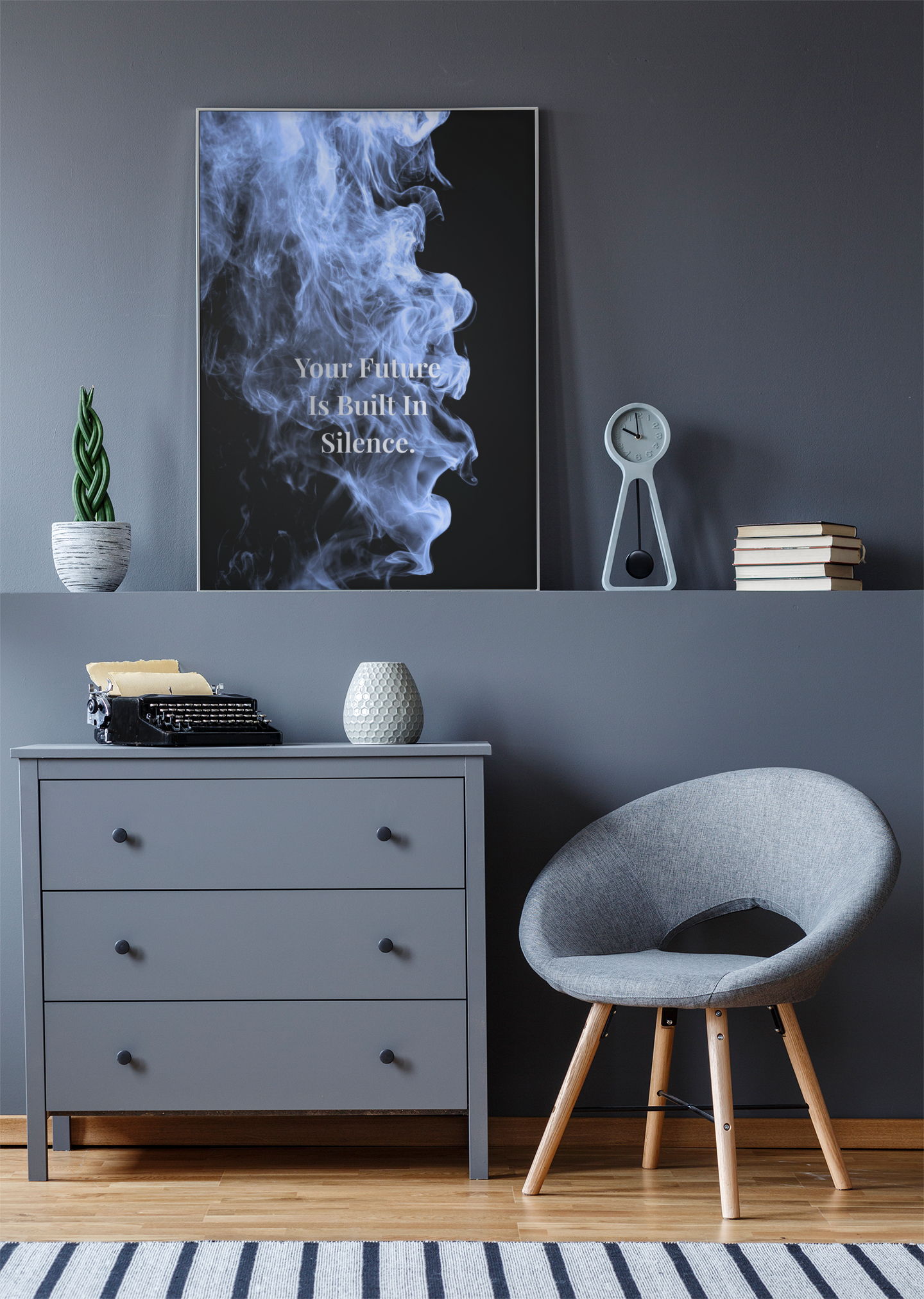 Your Future Is Built In Silence Motivational Poster | Smoke Edition | Discipline, Growth & Office Decor