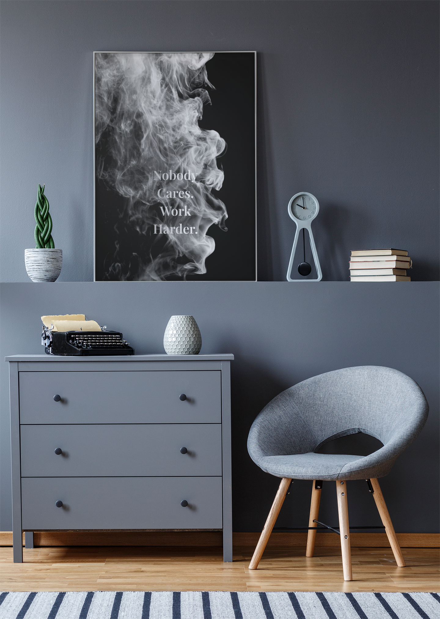 Nobody Cares. Work Harder. Motivational Poster | Smoke Edition | Discipline, Gym & Office Decor