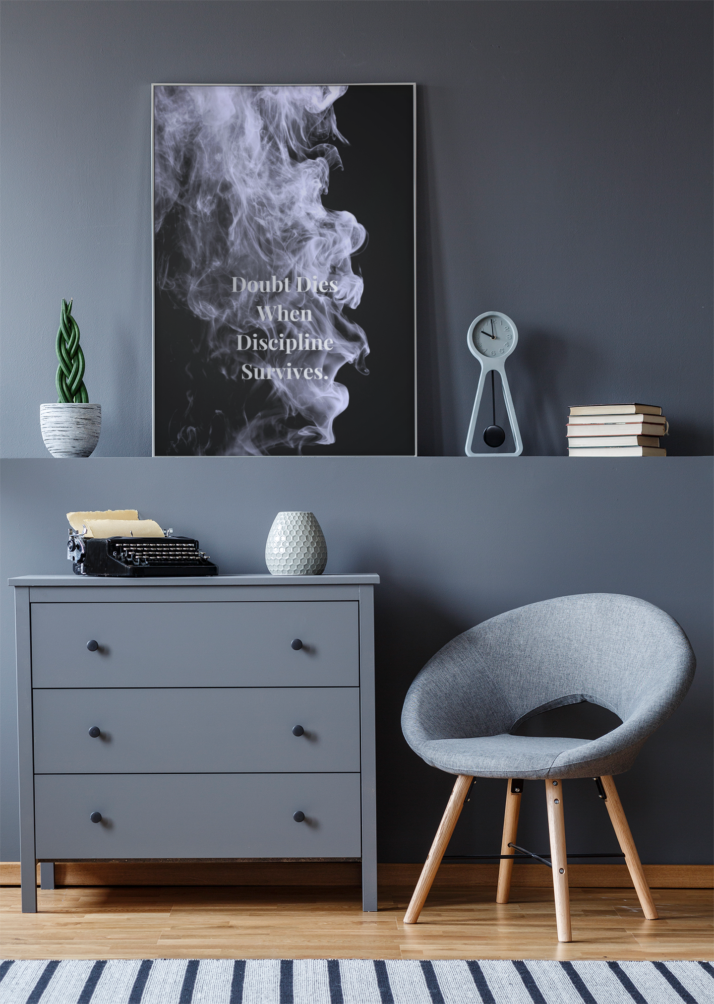 Doubt Dies When Discipline Survives Motivational Poster | Smoke Edition | Gym, Office & Mindset Decor