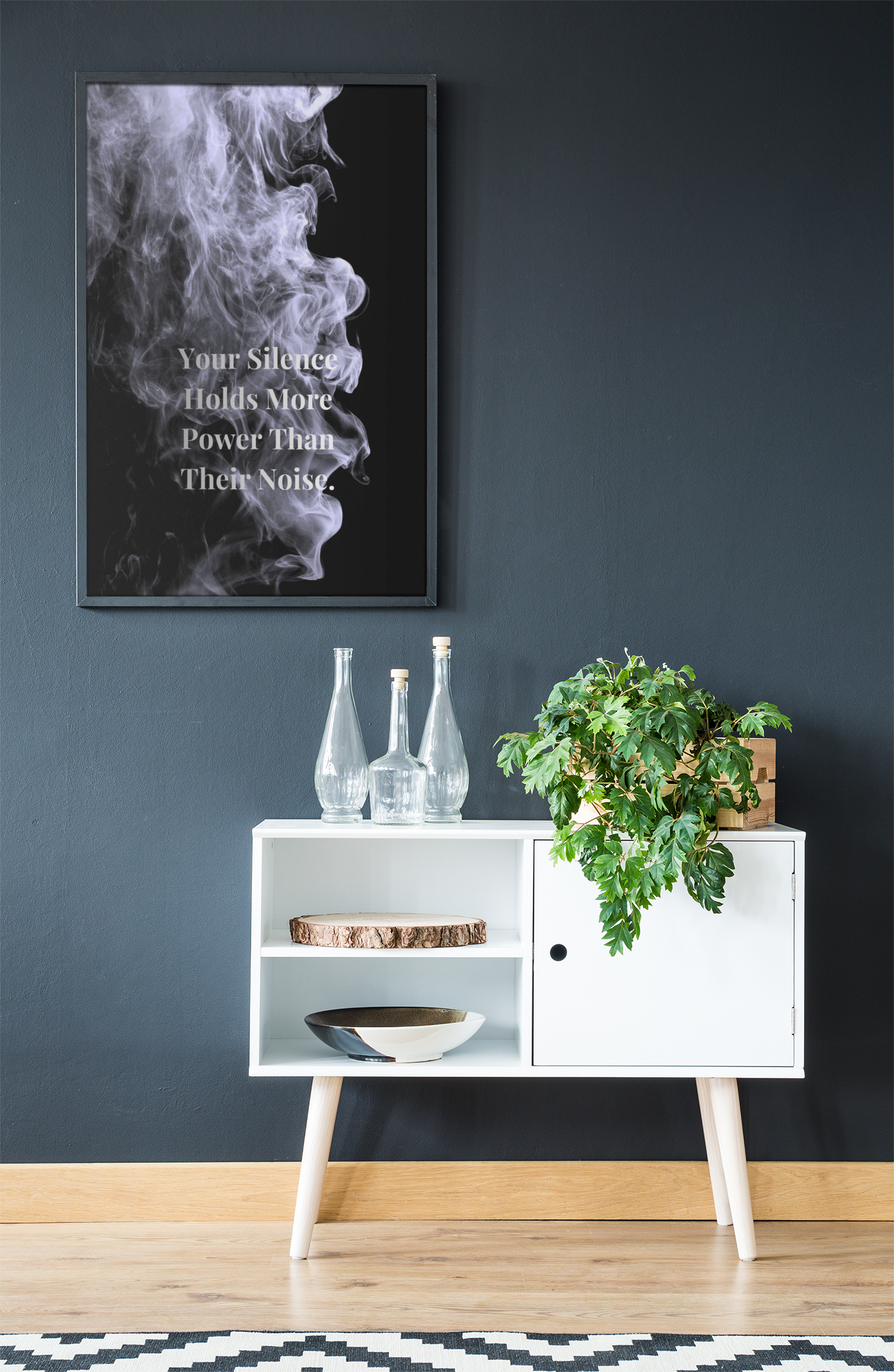 Your Silence Holds More Power Than Their Noise Motivational Poster | Smoke Edition | Discipline, Focus & Office Decor