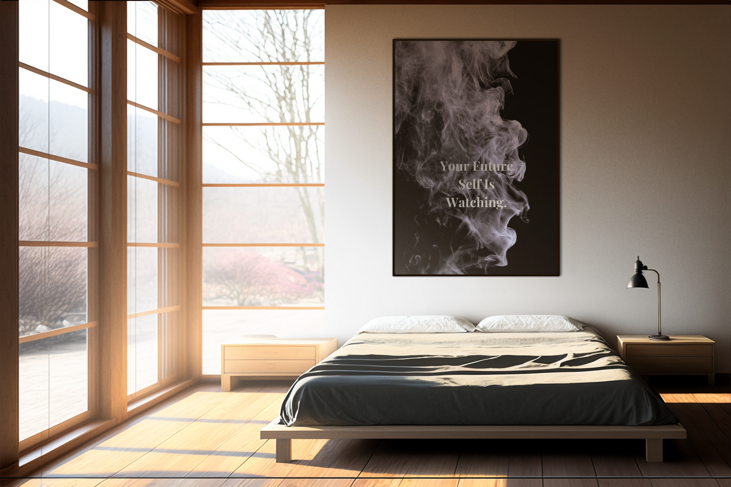 Your Future Self Is Watching Motivational Poster | Smoke Edition | Discipline, Growth & Office Decor