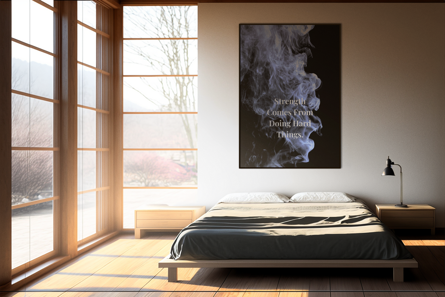 Strength Comes From Doing Hard Things Motivational Poster | Smoke Edition | Discipline, Growth & Office Decor