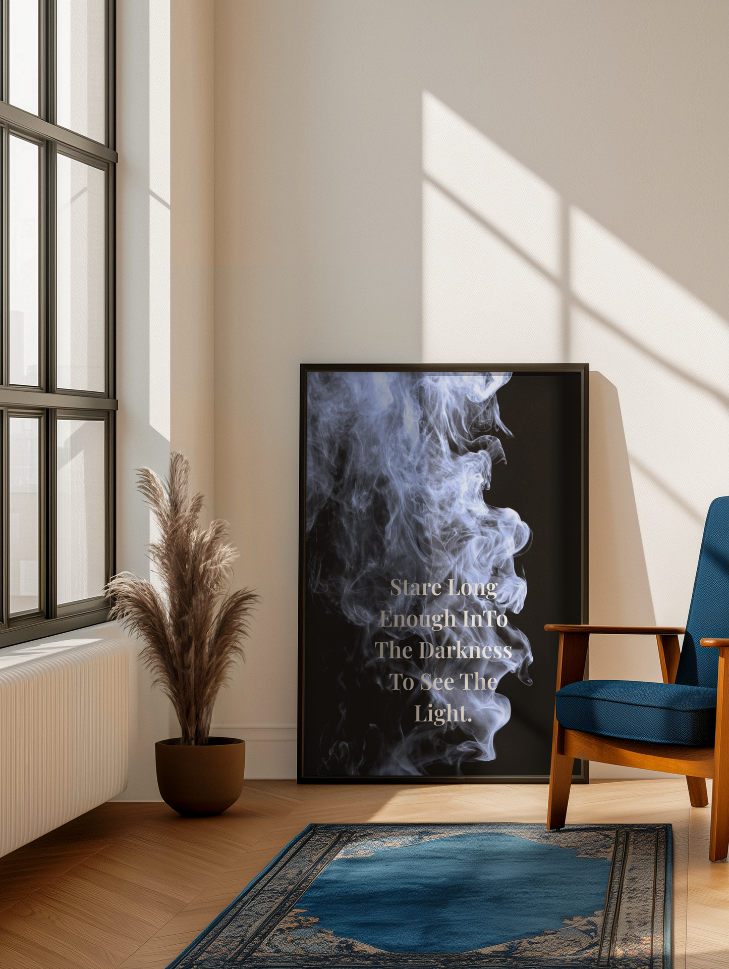 Stare Long Enough InTo The Darkness To See The Light Inspirational Poster | Smoke Edition | Mindfulness, Strength & Office Decor