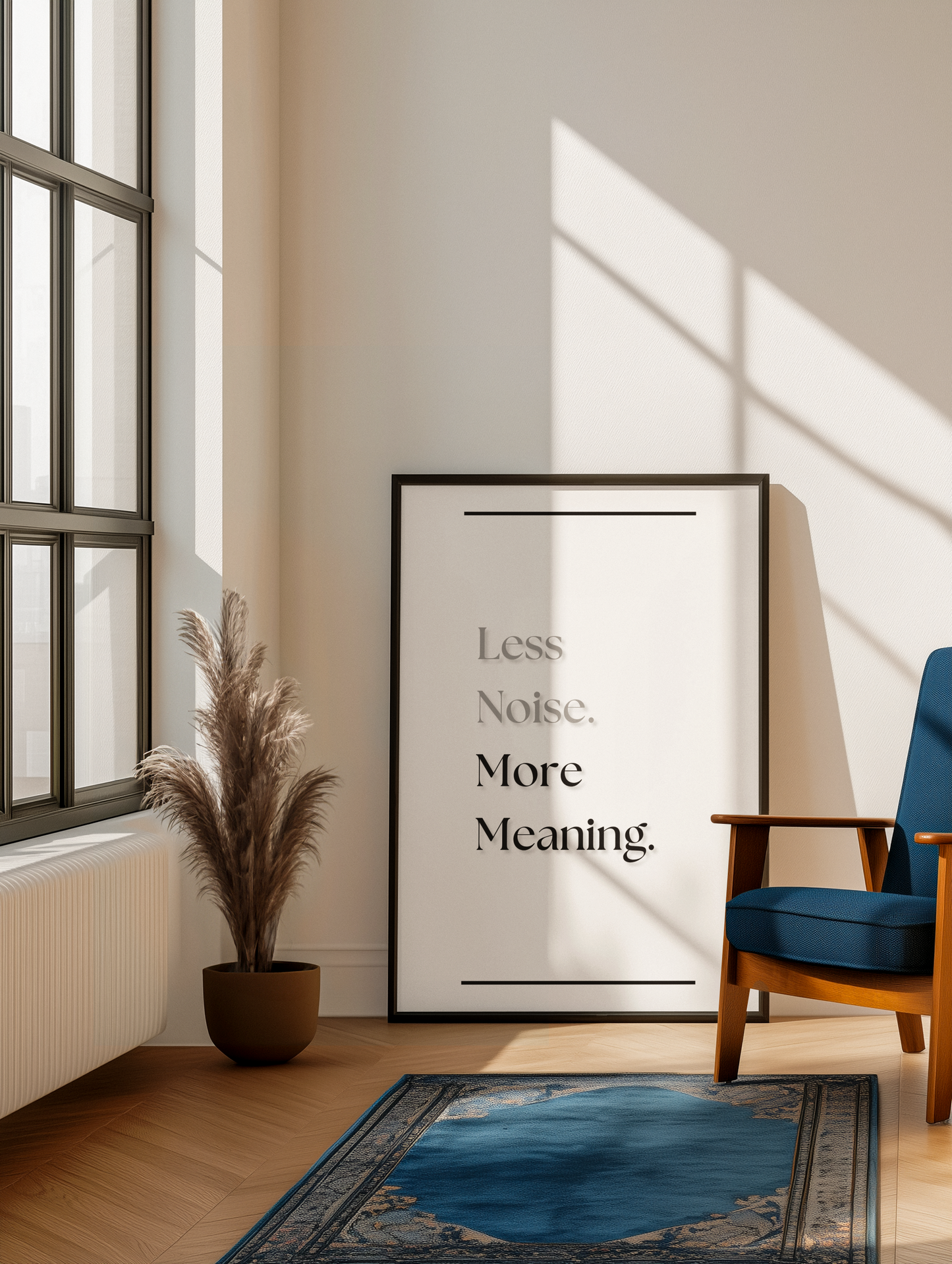 Less Noise, More Meaning | Mindfulness Quote Print | Minimalist Wall Art