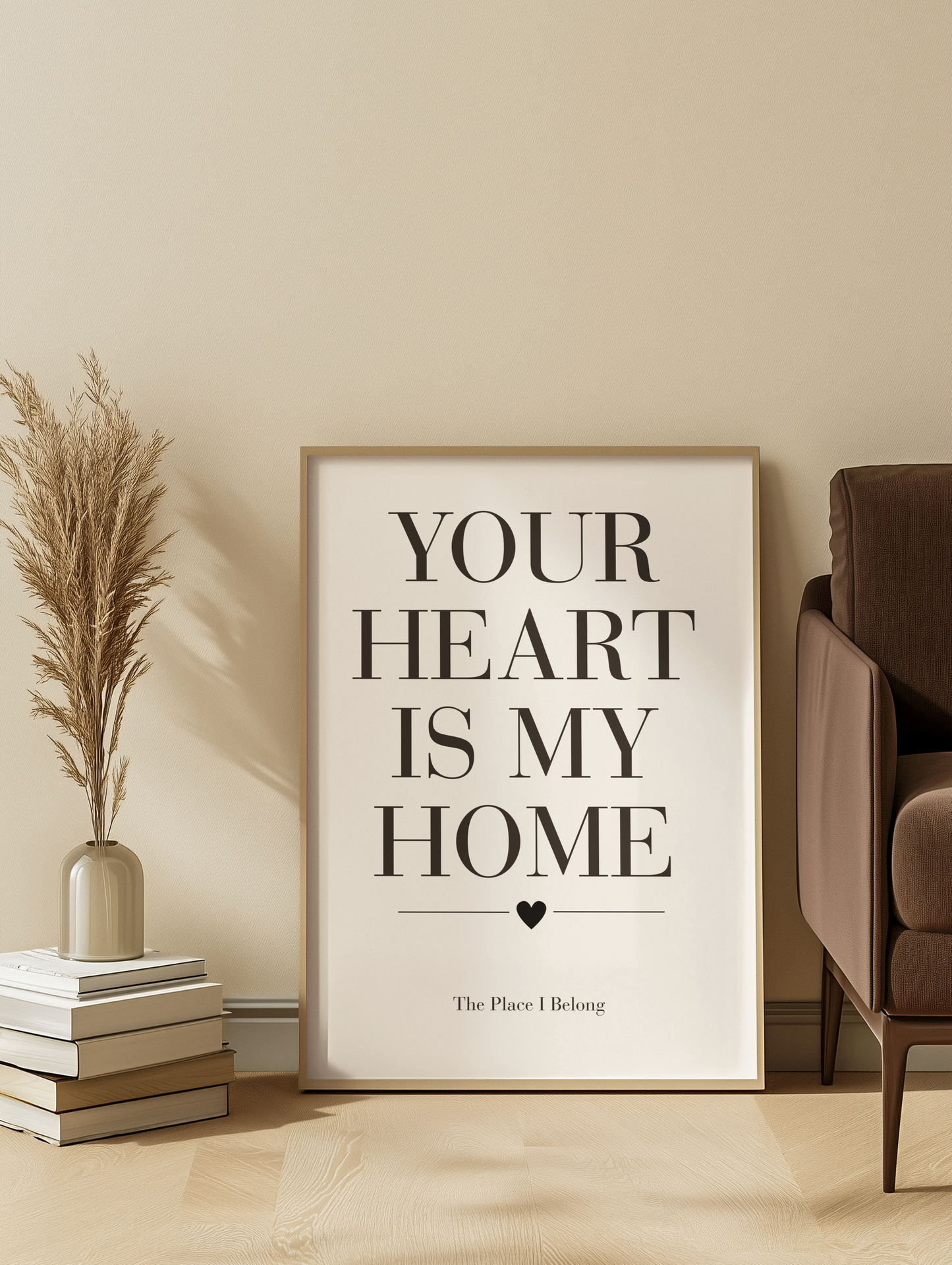 Your Heart Is My Home Wall Art Print, Romantic Love Quote Poster, Bedroom Wall Decor, Meaningful Gift for Couples