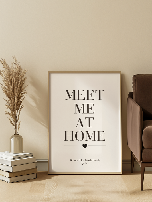 Meet Me At Home Wall Art Print, Romantic Home Quote Poster, Bedroom Wall Decor, Meaningful Gift for Couples