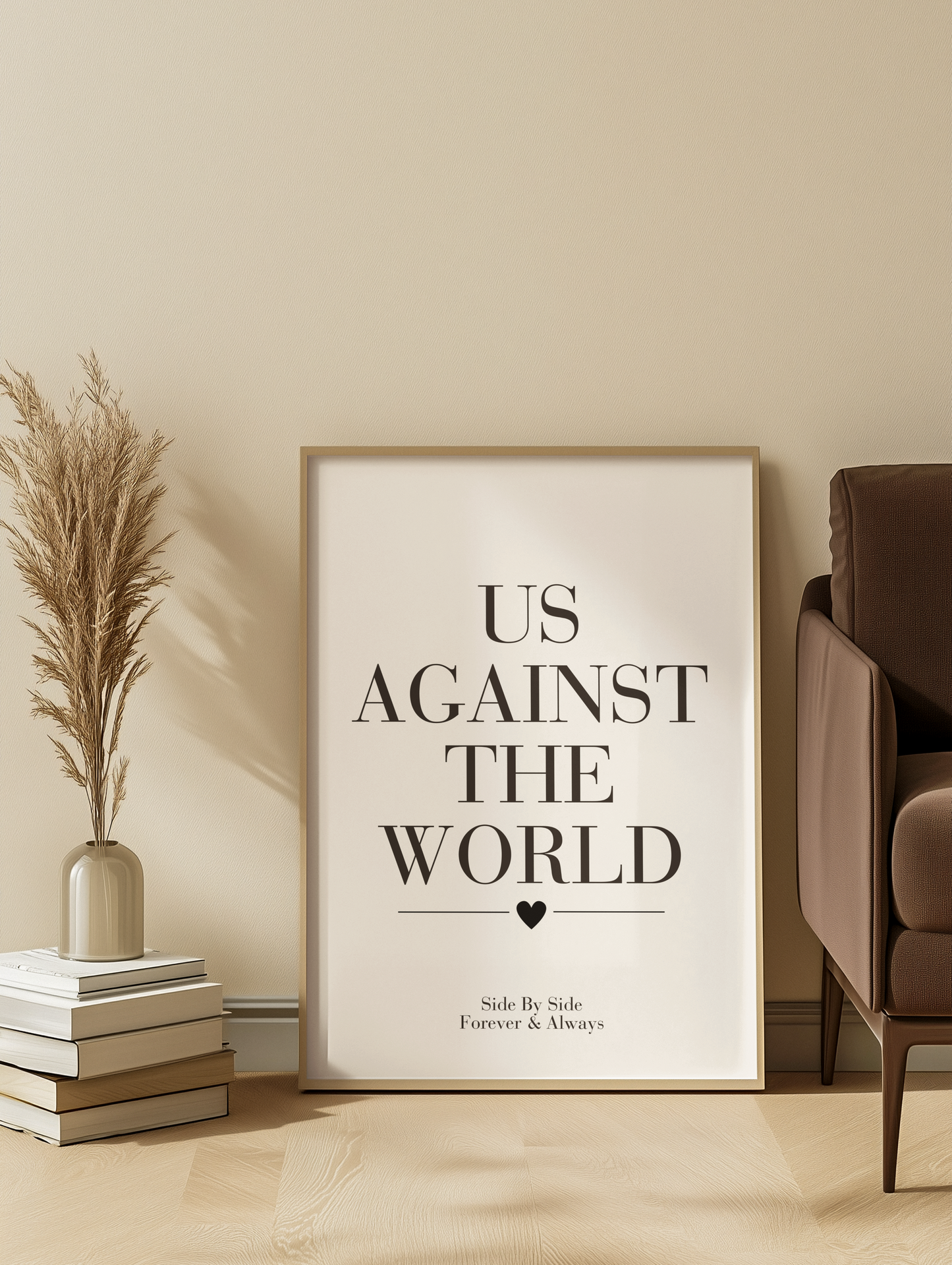 Us Against The World Wall Art Print, Romantic Couple Quote Poster, Bedroom Wall Decor, Anniversary Gift