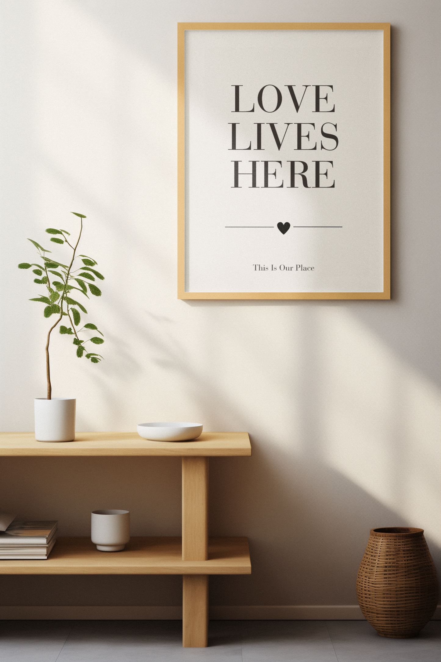 Love Lives Here Wall Art Print, Romantic Home Quote Poster, Bedroom Wall Decor, Housewarming Gift for Couples