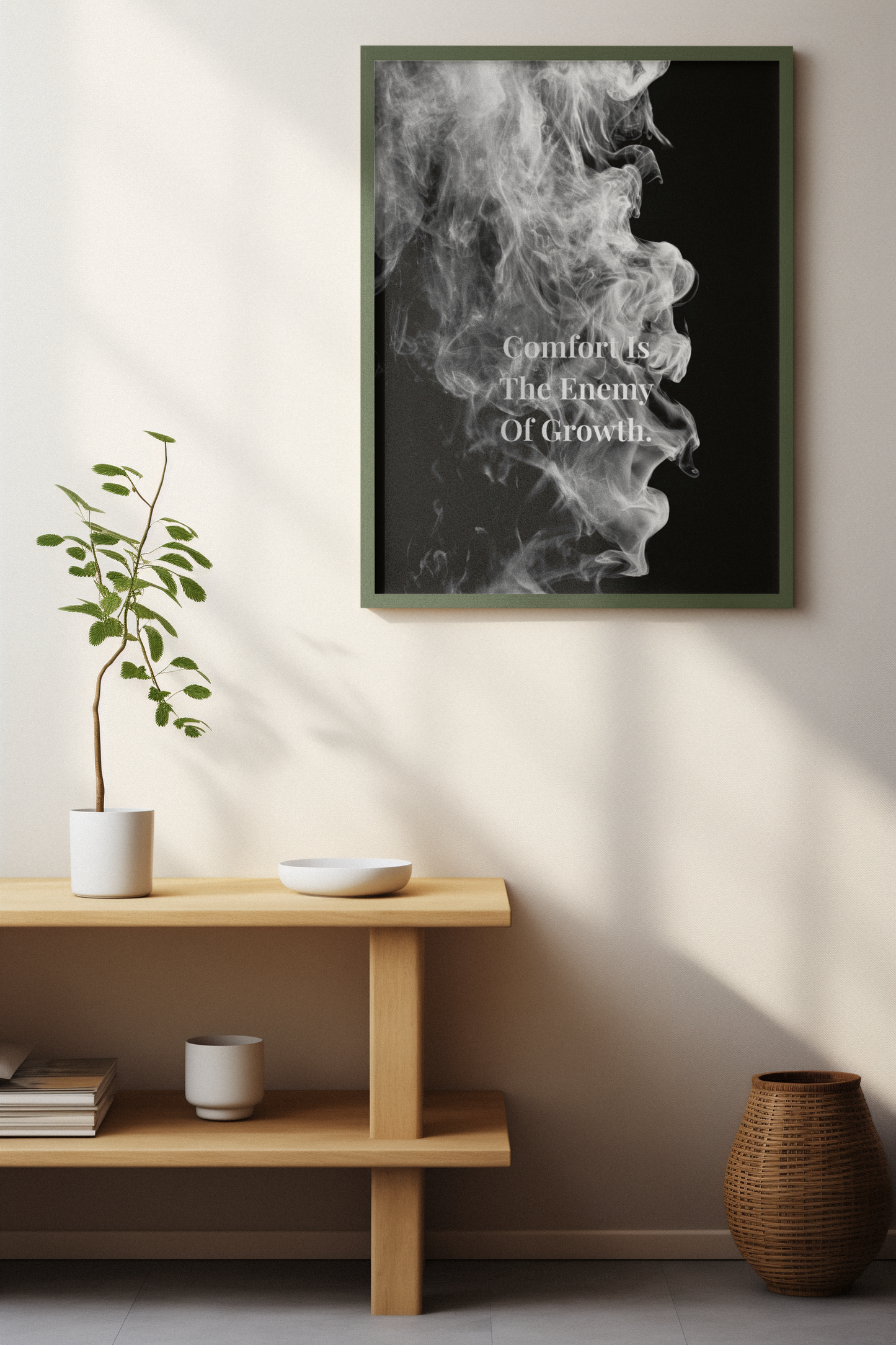 Comfort Is The Enemy Of Growth Motivational Poster | Smoke Edition | Gym, Office & Mindset Decor