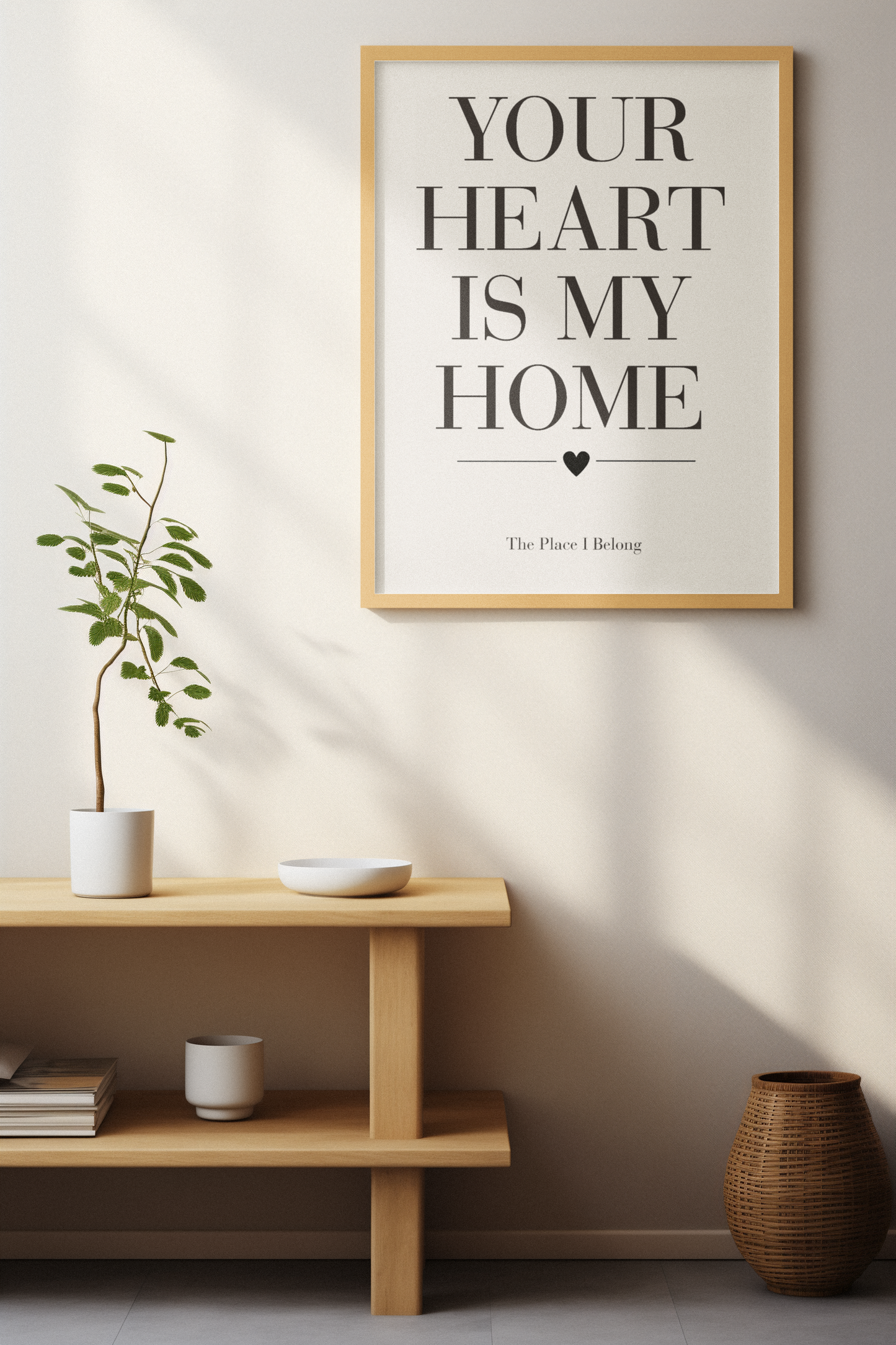 Your Heart Is My Home Wall Art Print, Romantic Love Quote Poster, Bedroom Wall Decor, Meaningful Gift for Couples