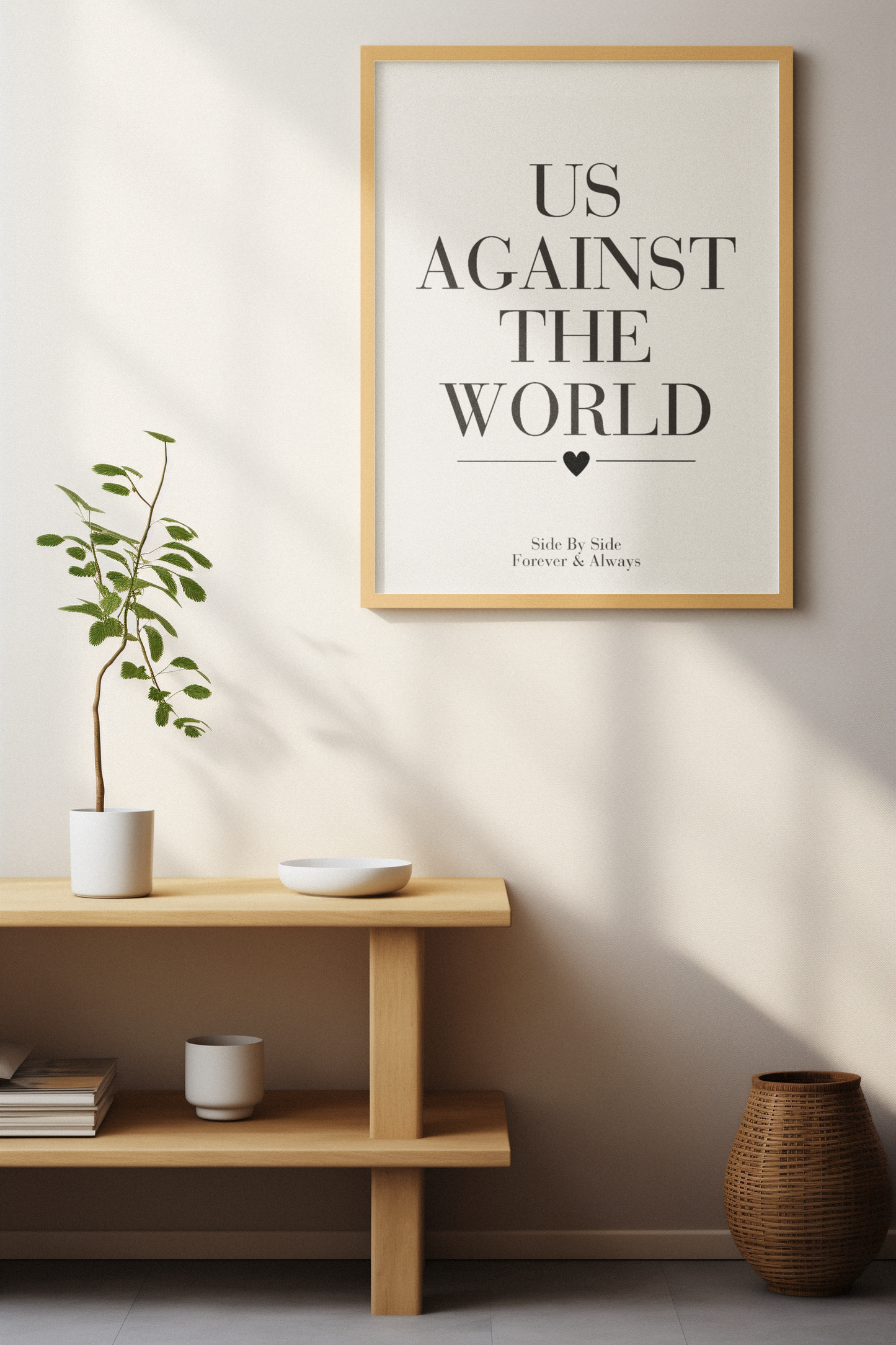 Us Against The World Wall Art Print, Romantic Couple Quote Poster, Bedroom Wall Decor, Anniversary Gift