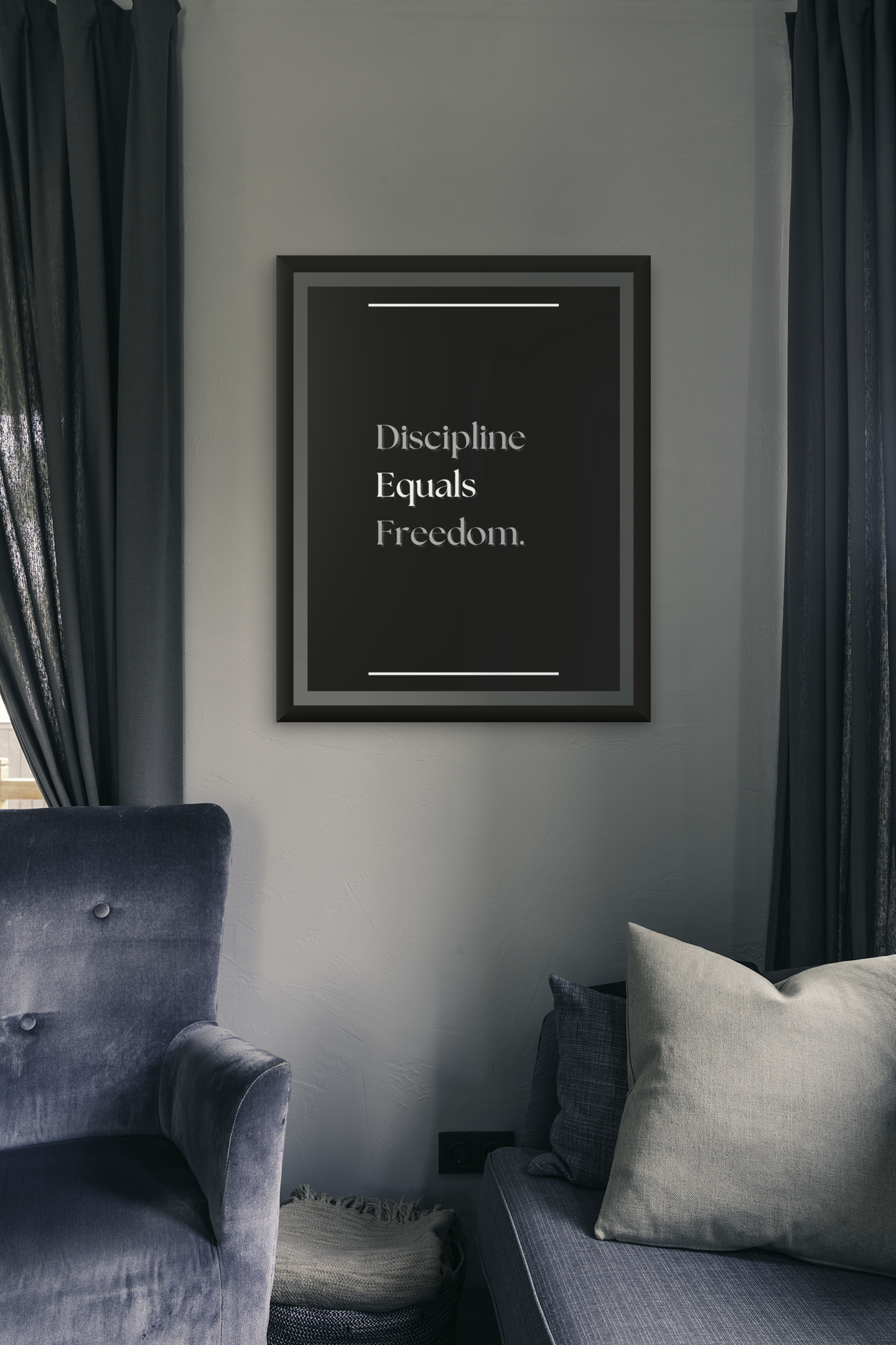 Discipline Equals Freedom | Motivational Wall Print | Black & White Quote Poster For Home Or Office