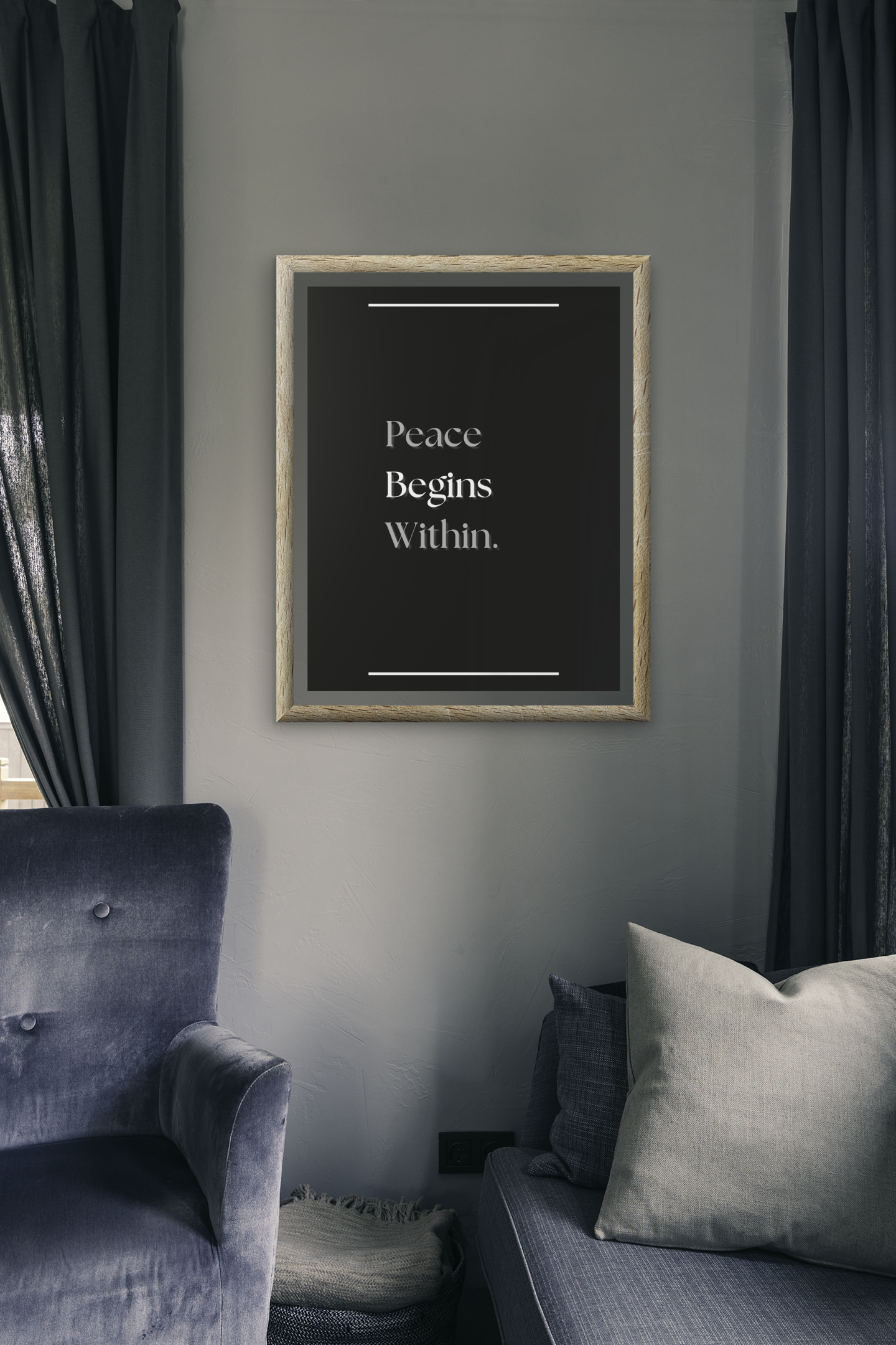 Peace Begins Within | Mindfulness Quote Poster | Calm & Positive Wall Art For Home Or Office