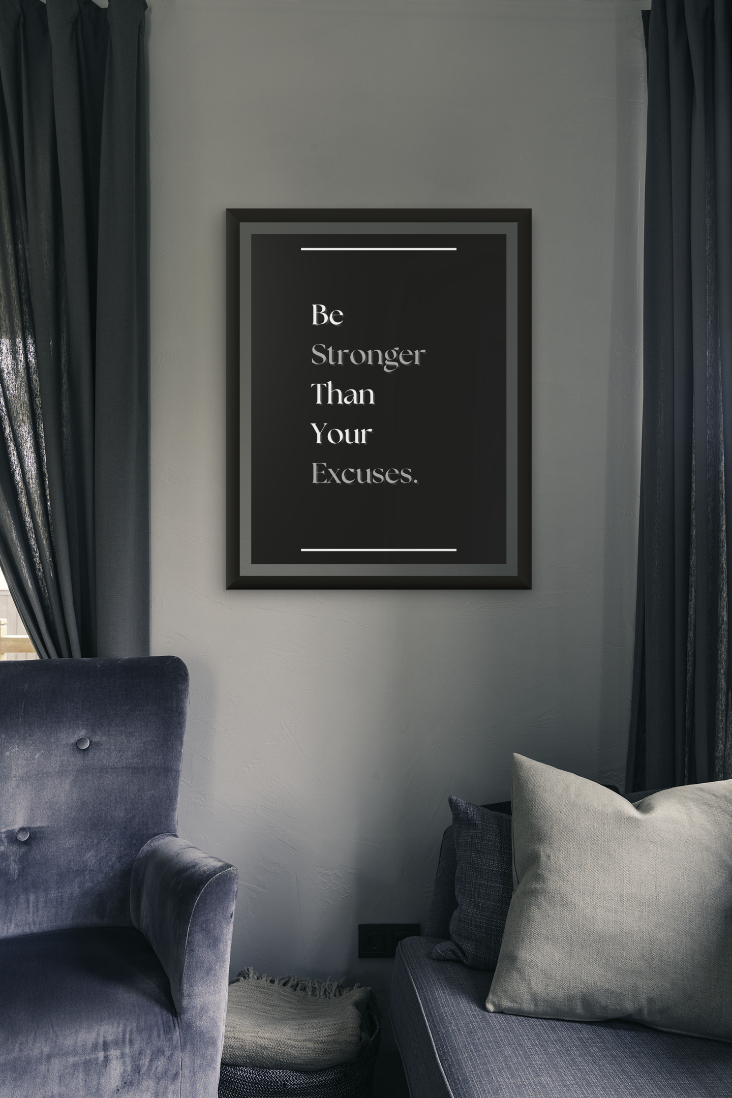 Be Stronger Than Your Excuses | Gym Motivation Poster | Strength & Discipline Wall Art