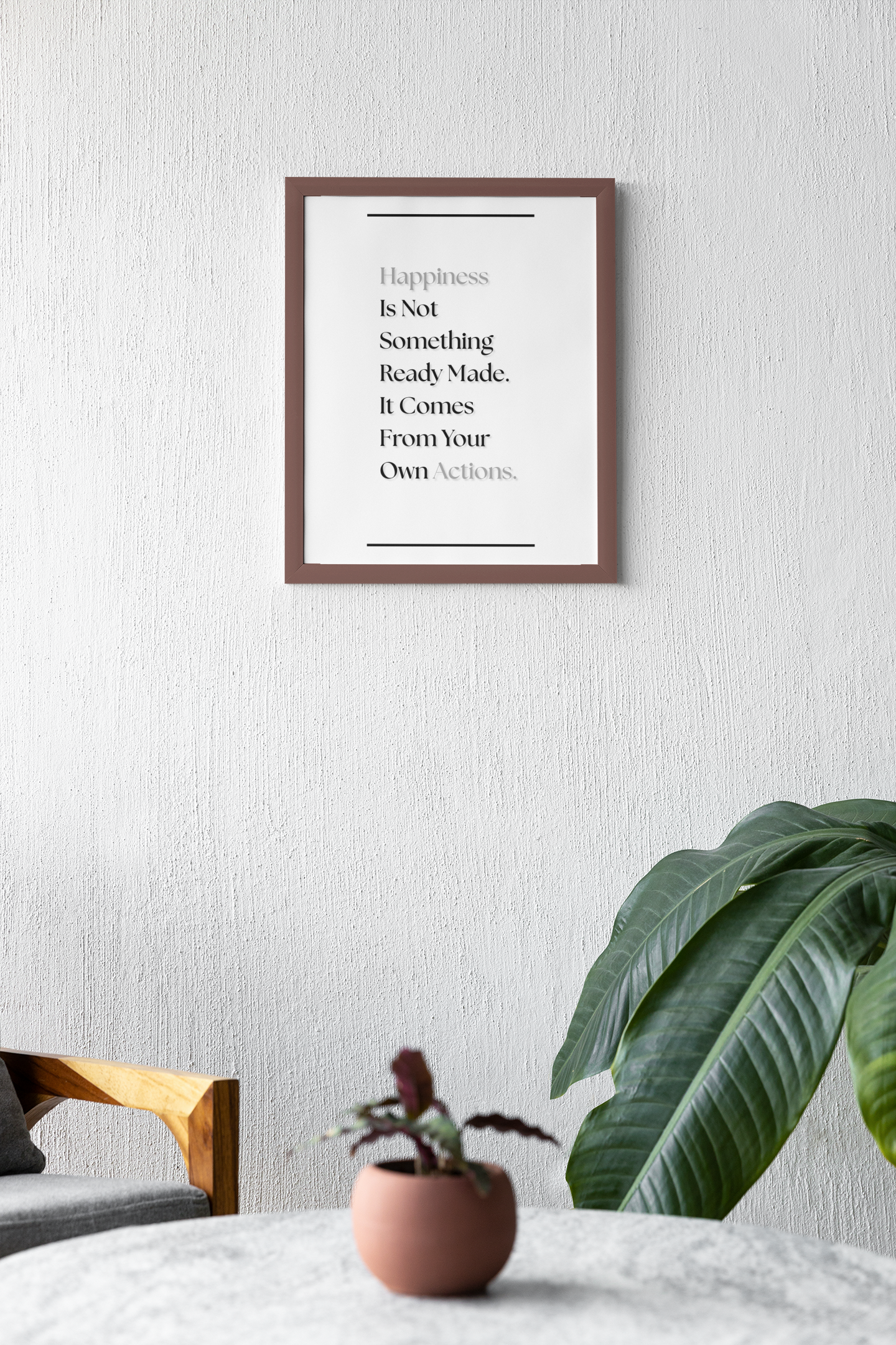 Happiness Is Not Something Ready Made, It Comes For Your Own Actions | Inspirational Quote Print | Mindful Wall Art