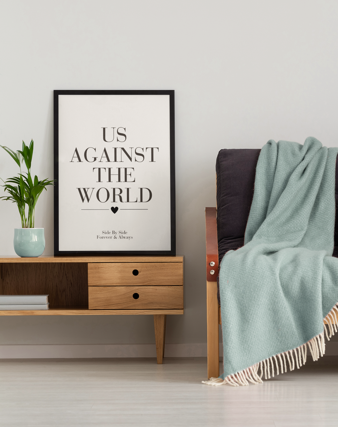 Us Against The World Wall Art Print, Romantic Couple Quote Poster, Bedroom Wall Decor, Anniversary Gift