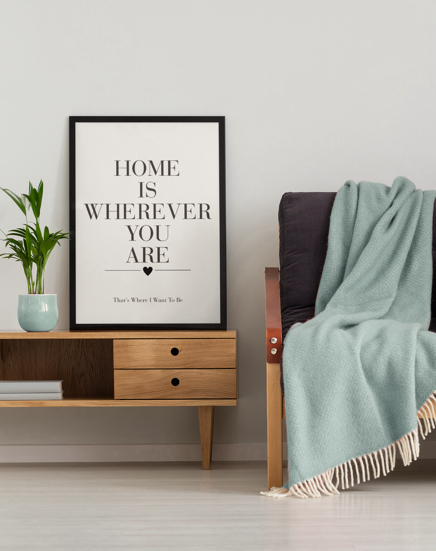 Home Is Wherever You Are Wall Art Print, Romantic Home Quote Poster, Bedroom Wall Decor, Couple Gift