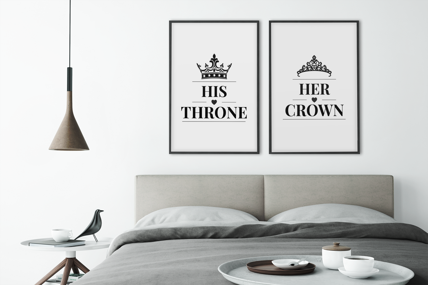 His Throne Her Crown Wall Art Set, Royal Couple Prints, Bedroom Decor Pair, Romantic His and Hers Gift