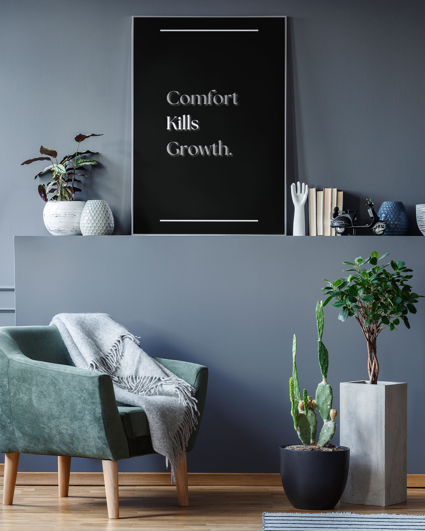 Comfort Kills Growth | Motivational Quote Print | Gym & Office Wall Art For Drive & Determination