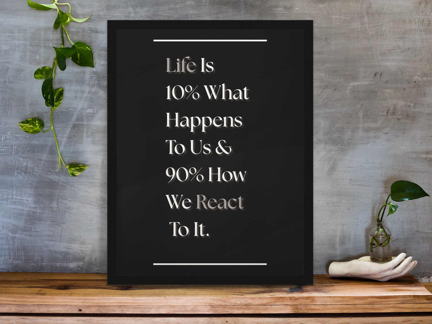 Life Is 10% What Happens To Us & 90% How We React To It | Mindset Quote Print | Motivational Office Decor