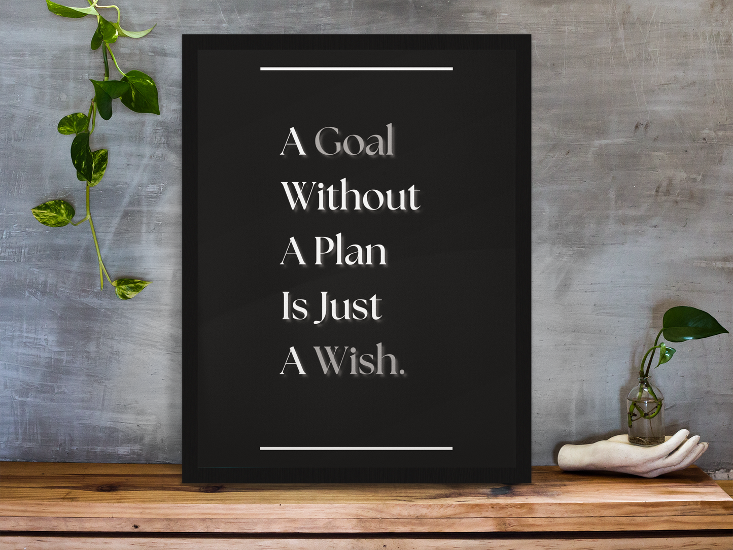 A Goal Without A Plan Is Just A Wish | Productivity Quote Print | Motivational Wall Art For Office Or Study