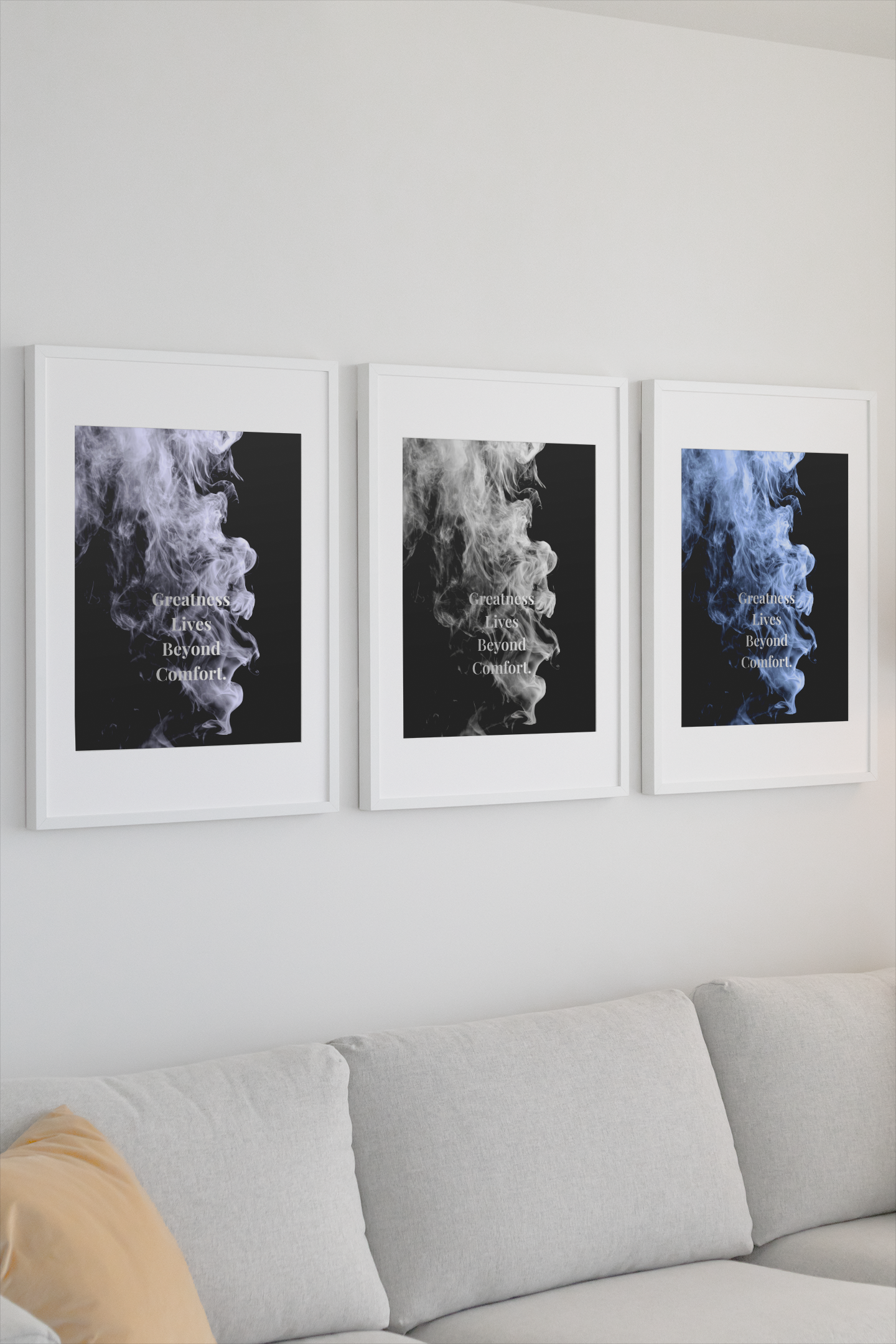Greatness Lives Beyond Comfort Motivational Poster | Smoke Edition | Gym, Office & Mindset Decor