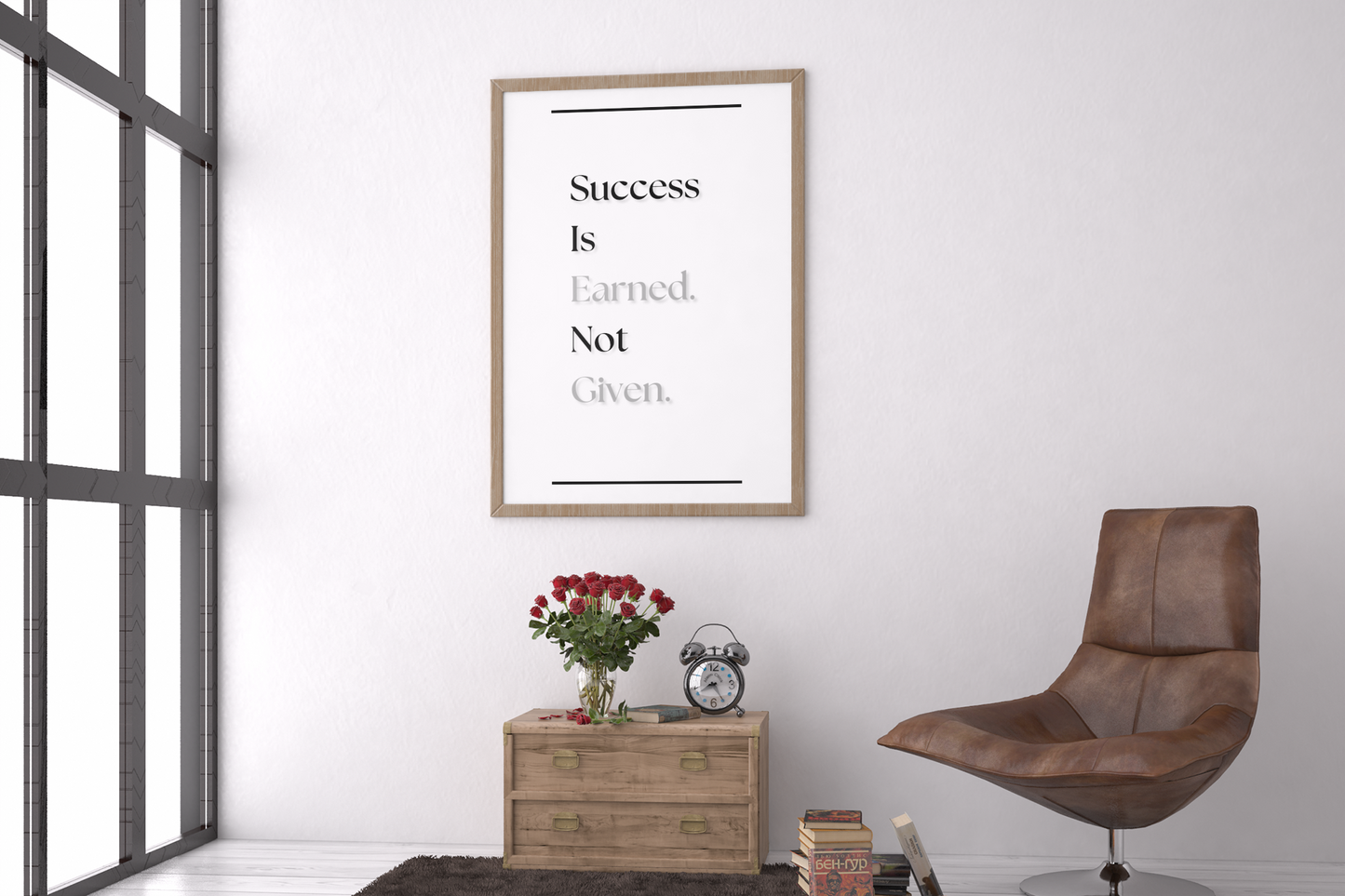 Success Is Earned, Not Given | Discipline Motivation Poster | Gym & Office Wall Art