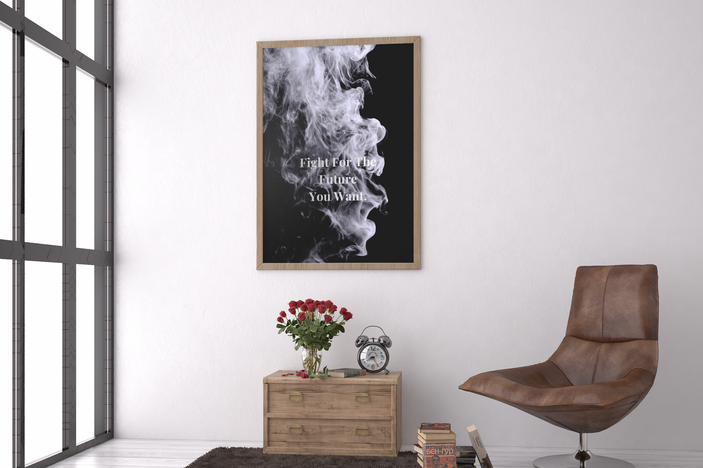 Fight For The Future You Want Motivational Poster | Smoke Edition | Gym, Office & Mindset Decor