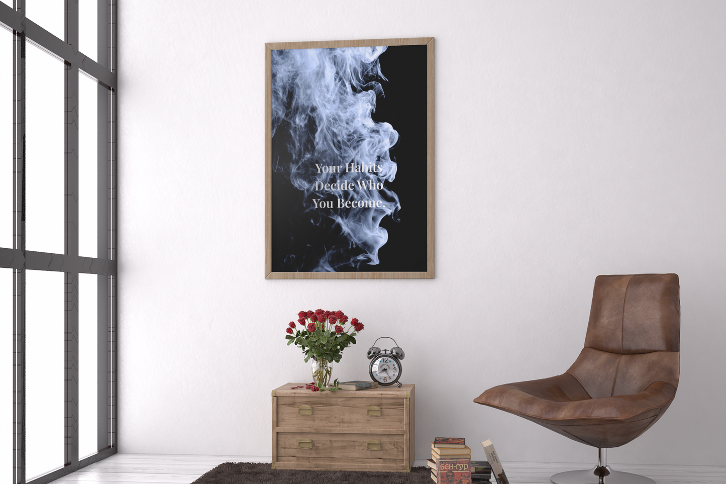 Your Habits Decide Who You Become Motivational Poster | Smoke Edition | Discipline, Growth & Office Decor