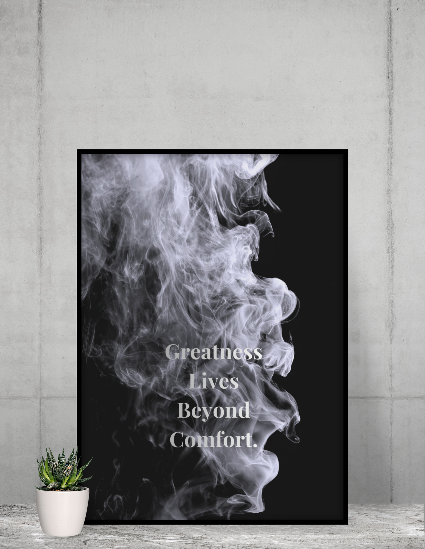 Greatness Lives Beyond Comfort Motivational Poster | Smoke Edition | Gym, Office & Mindset Decor