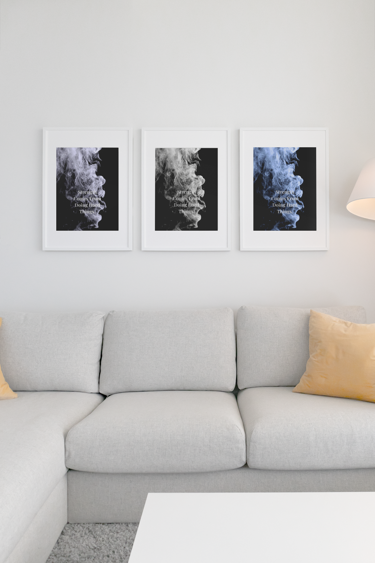 Strength Comes From Doing Hard Things Motivational Poster | Smoke Edition | Discipline, Growth & Office Decor