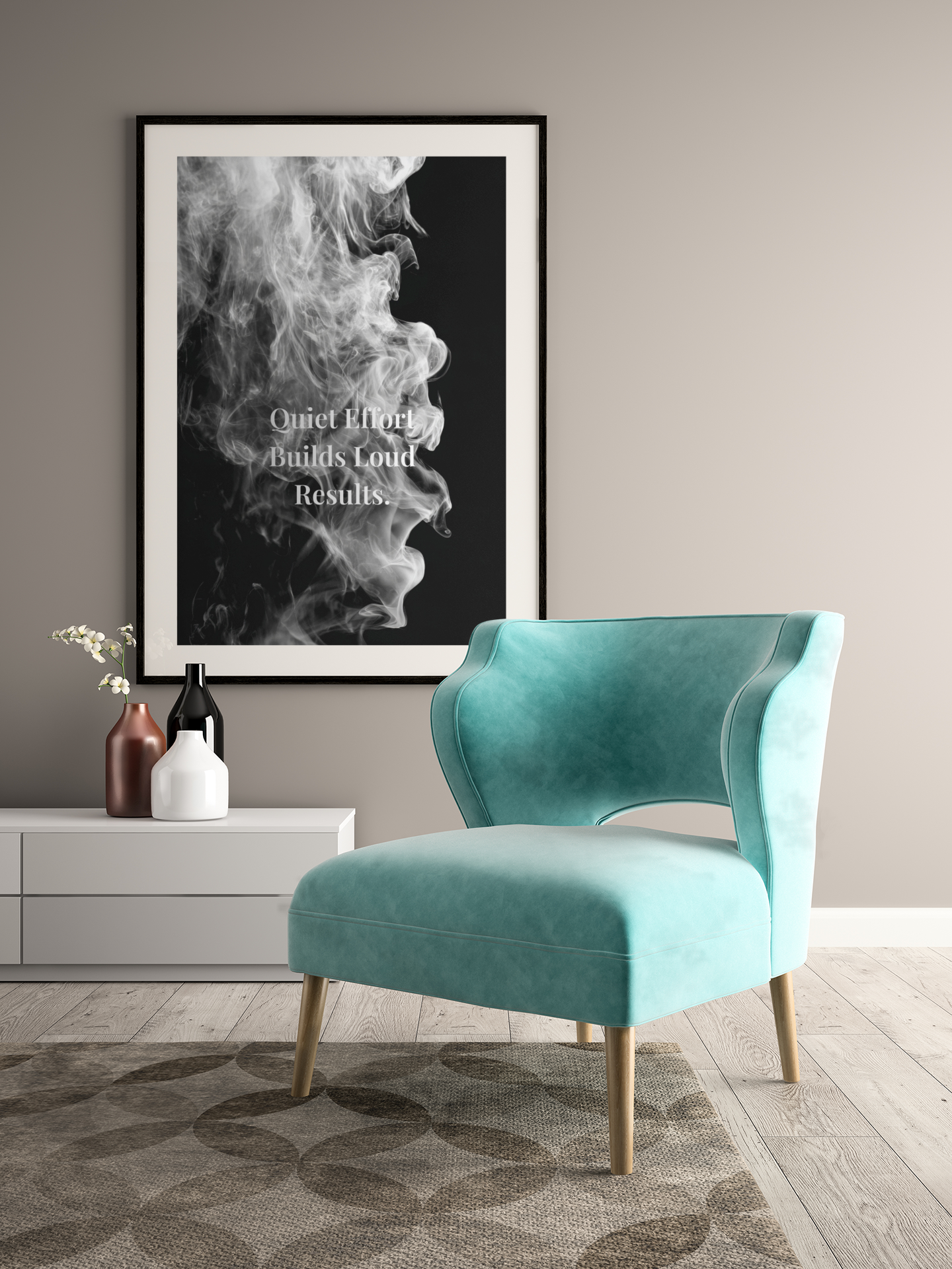 Quiet Effort Builds Loud Results Motivational Poster | Smoke Edition | Discipline, Growth & Office Decor