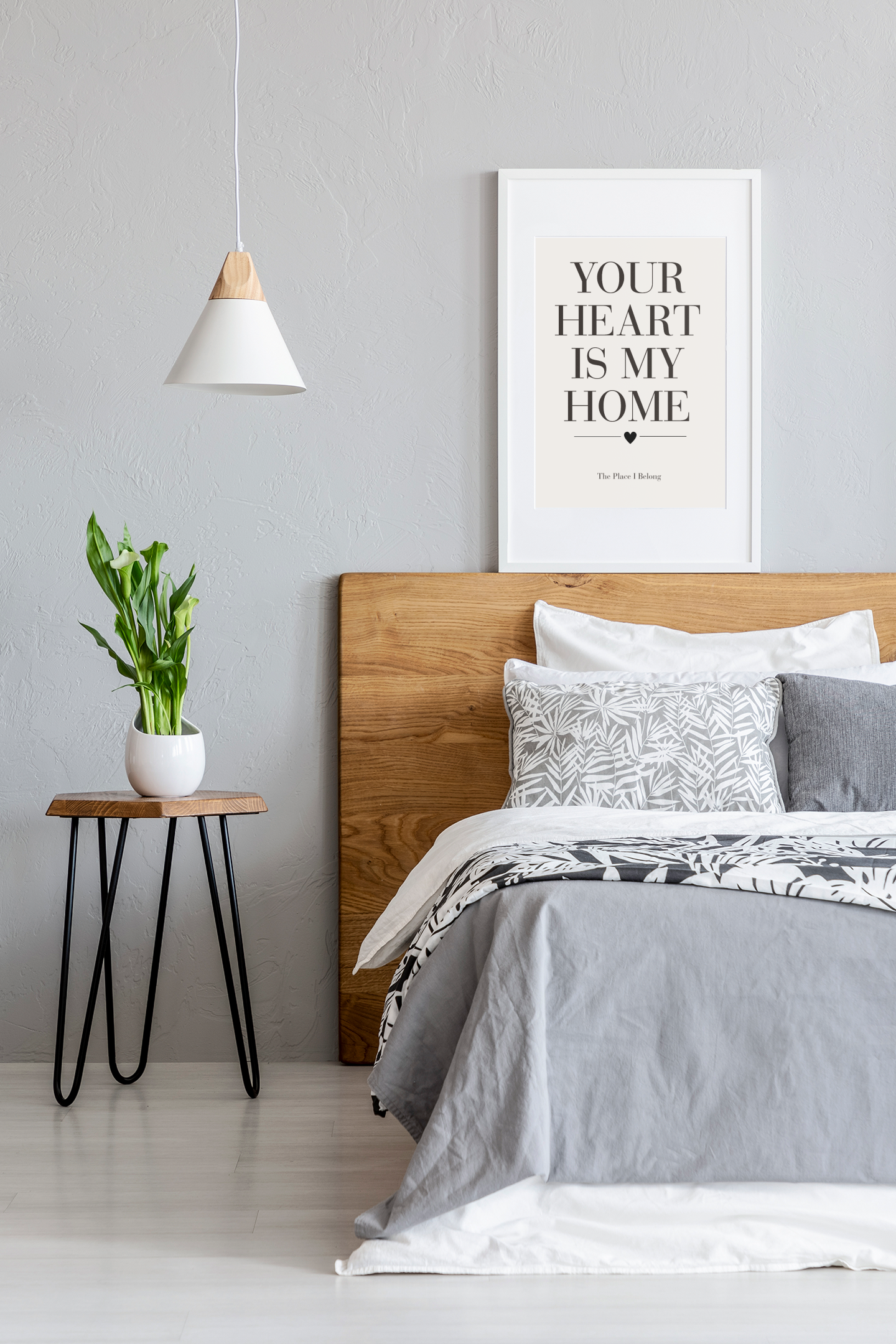 Your Heart Is My Home Wall Art Print, Romantic Love Quote Poster, Bedroom Wall Decor, Meaningful Gift for Couples
