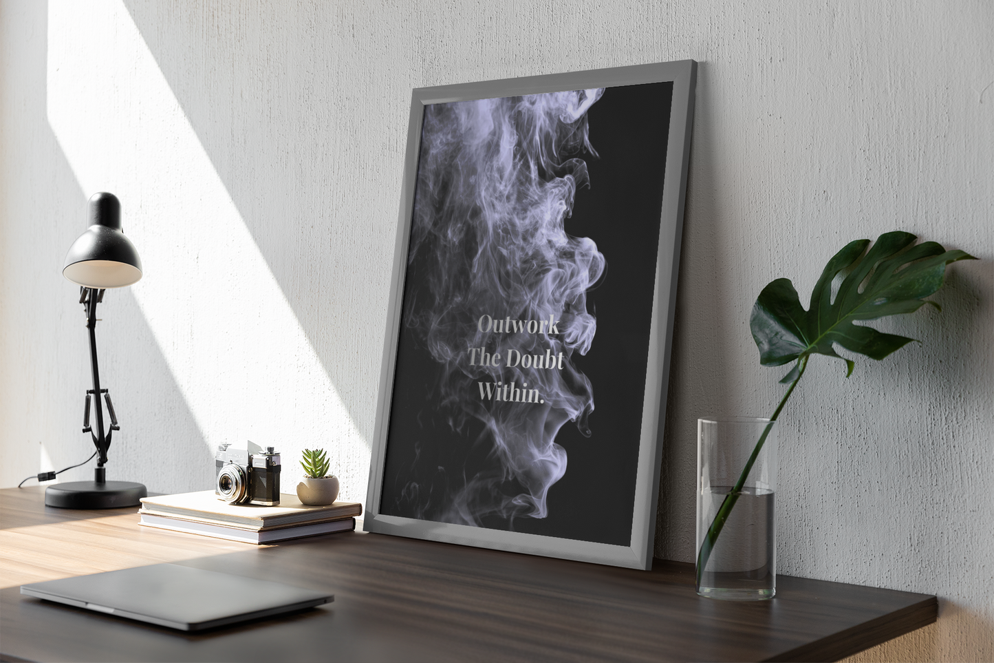 Outwork The Doubt Within Motivational Poster | Smoke Edition | Discipline, Mindset & Office Decor