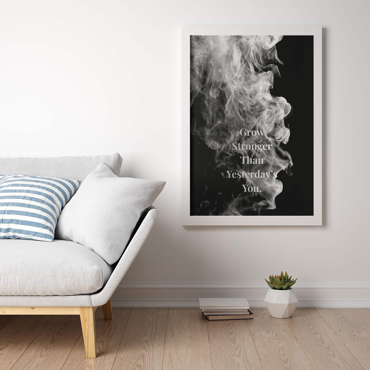 Grow Stronger Than Yesterday’s You Motivational Poster | Smoke Edition | Gym, Office & Mindset Decor